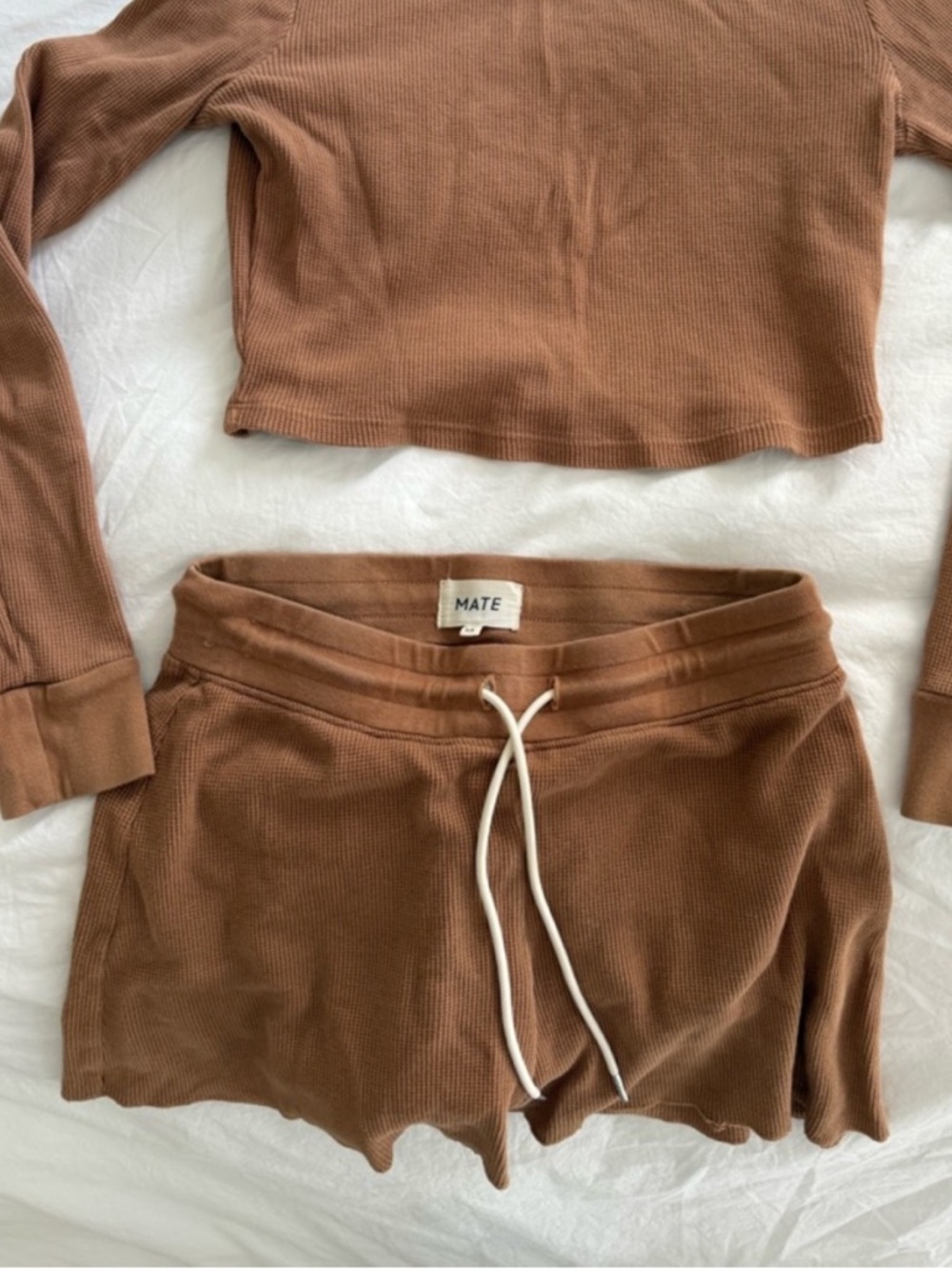 MATE Ribbed Lounge Shorts in Brown